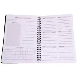 Non-Dated A5 Weekly Planner Black Open